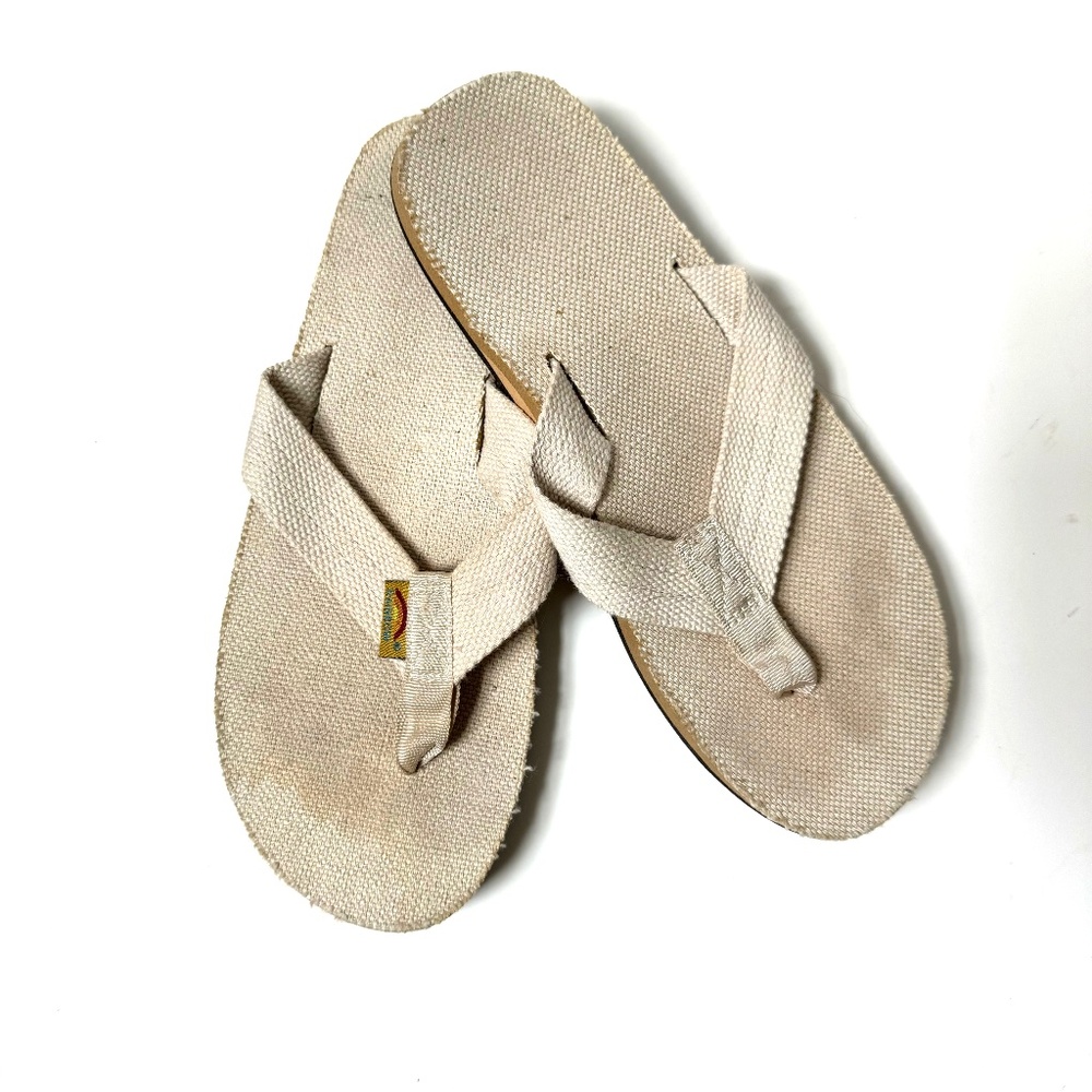 Rainbow hemp flip flops